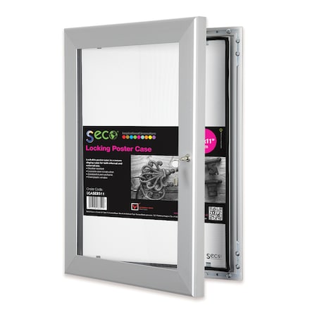 Seco Locking Poster Case, 8.5" x 11", Silver LCASE8511